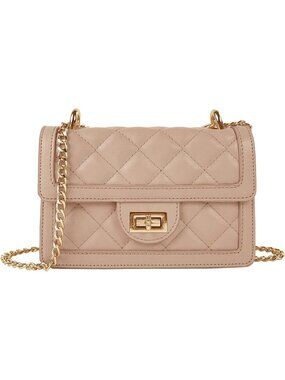 Women's Nude Small Quilted Imported Cross Body Mini Shoulder Bag Purse